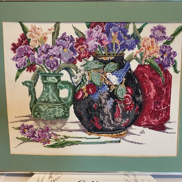 Other - Beautiful Vintage Cross Stitch Picture With Vibrant Colors Signed Dated